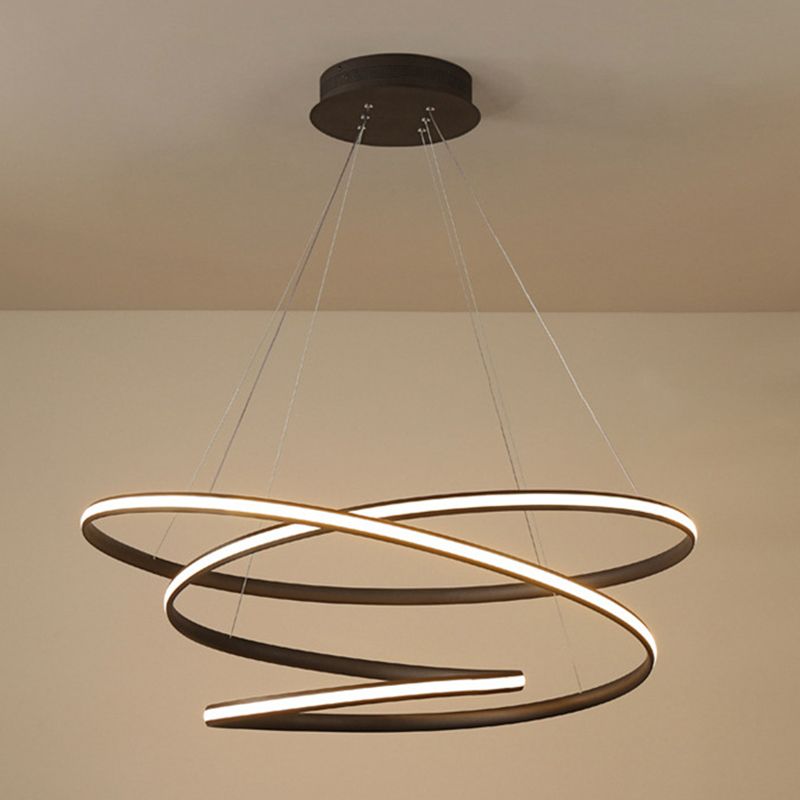 Twisted Ceiling Pendant Light Contemporary Style LED Metal Hanging Chandelier