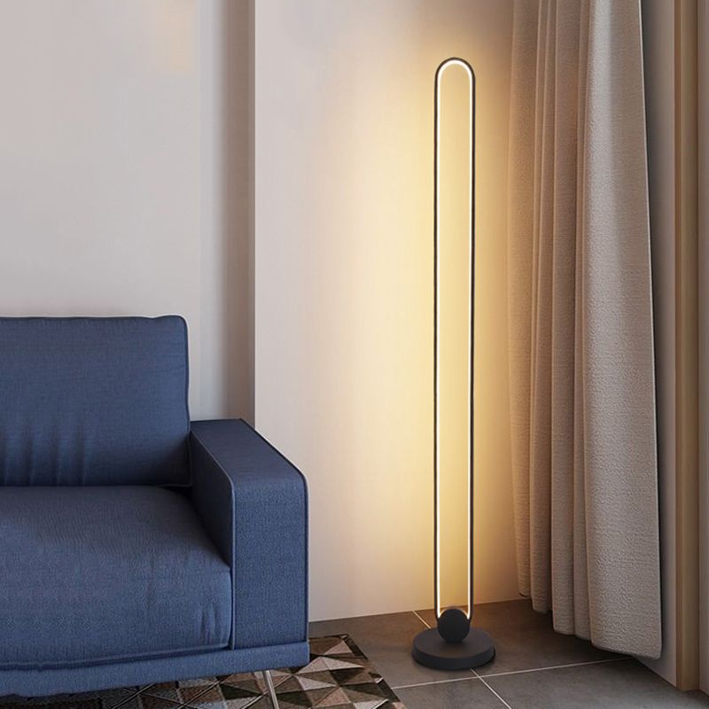 Lampe à foyer de salon oblong metal LED minimaliste debout lumière avec interrupteur de pied