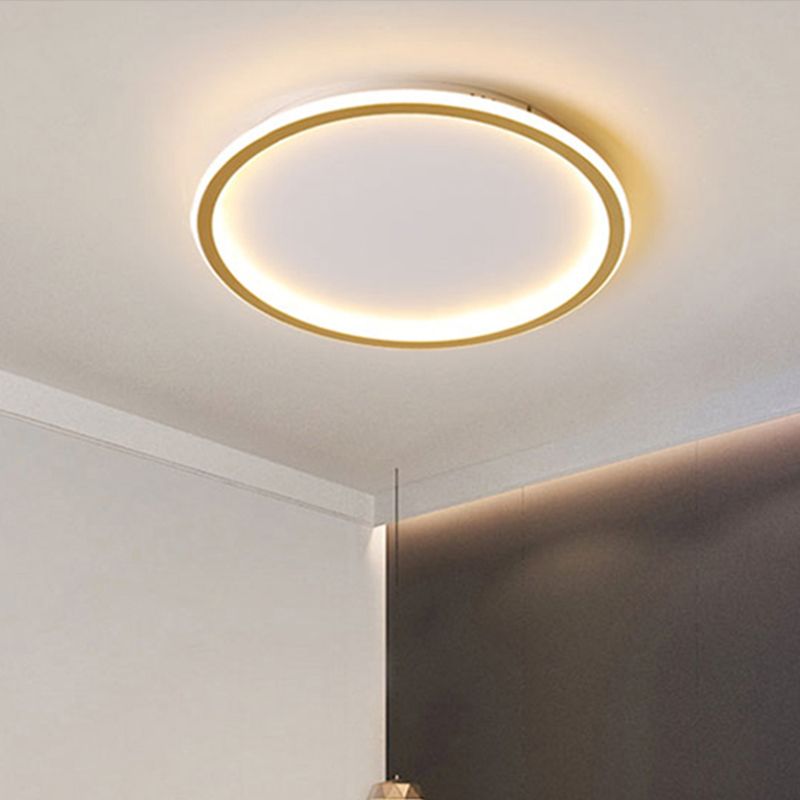 Minimalism Aluminum LED Ceiling Mounted Light Circle 1-Light Flush Light for Bedroom