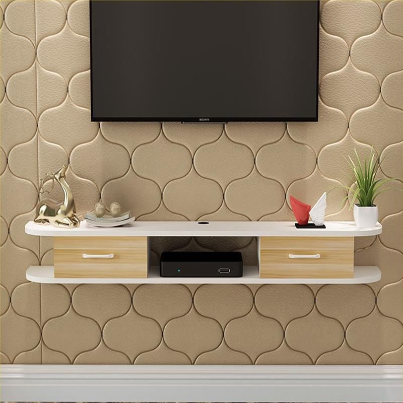 Contemporary TV Media Stand Wall-mounted Wood TV Console with Open Shelving