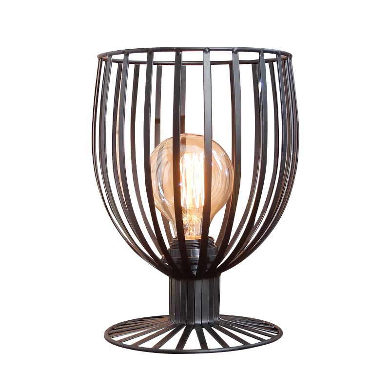 Bronze/Black 1 Light Table Lighting Farmhouse Stylish Wrought Iron Wine Glass Cage Shade Standing Table Lamp