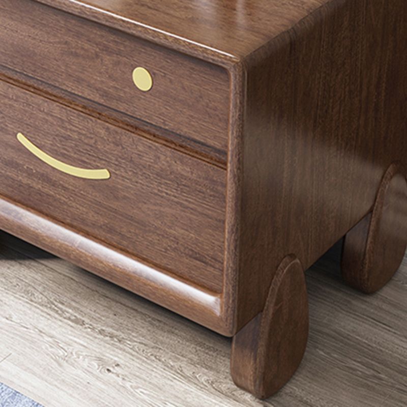 Storage Narrow Nightstand Flat Top Solid Wood Kids Bedside Table