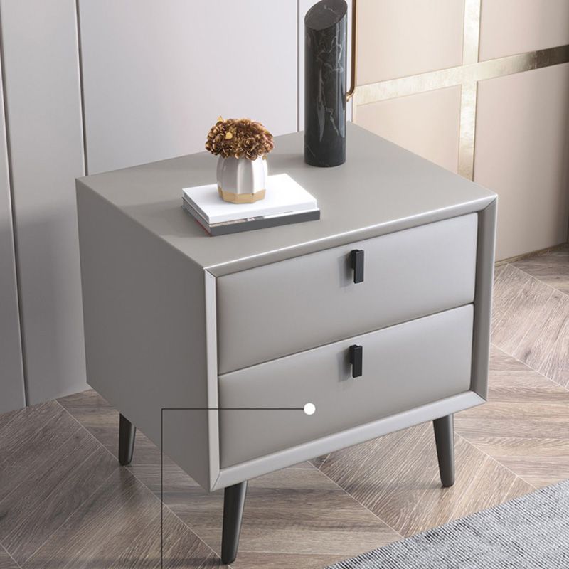 Modern Night Table Leather Accent Table Nightstand with Drawers