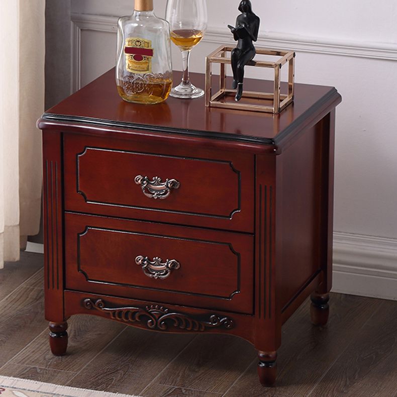 Contemporary Nightstand Solid Wood Accent Table Nightstand with Drawers