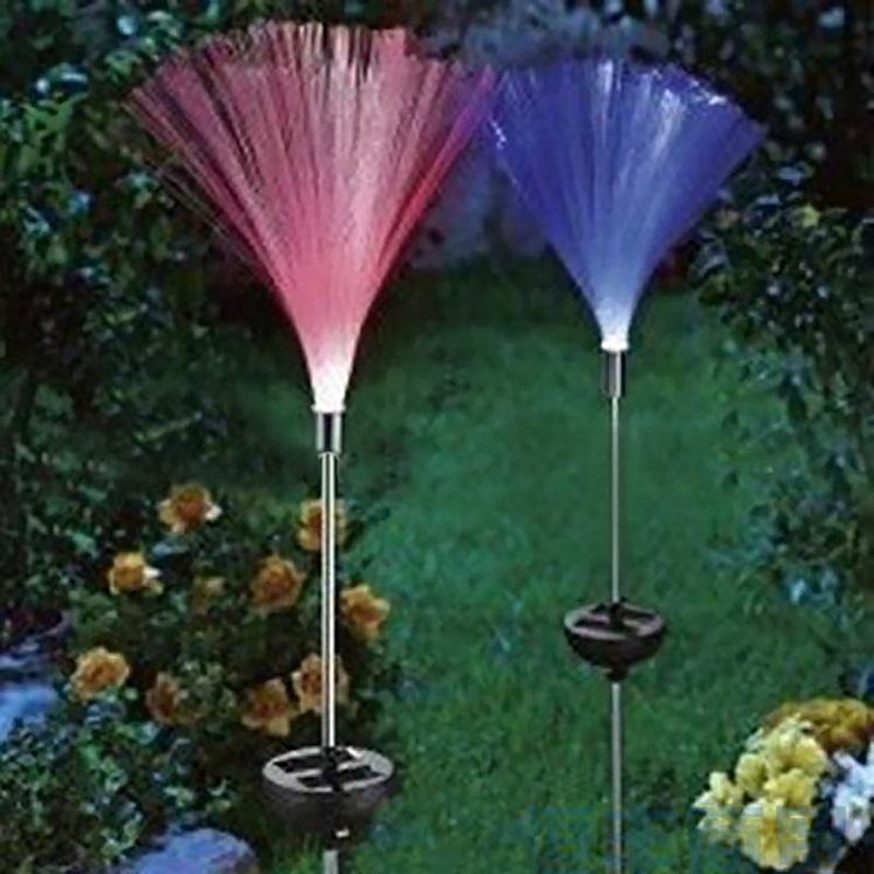 White Optical Fiber Solar Ground Light Art Decor Plastic LED Stake Lighting for Pathway