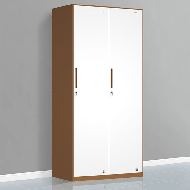 White and Brown Wardrobe Cabinet Modern Steel Wardrobe Armoire