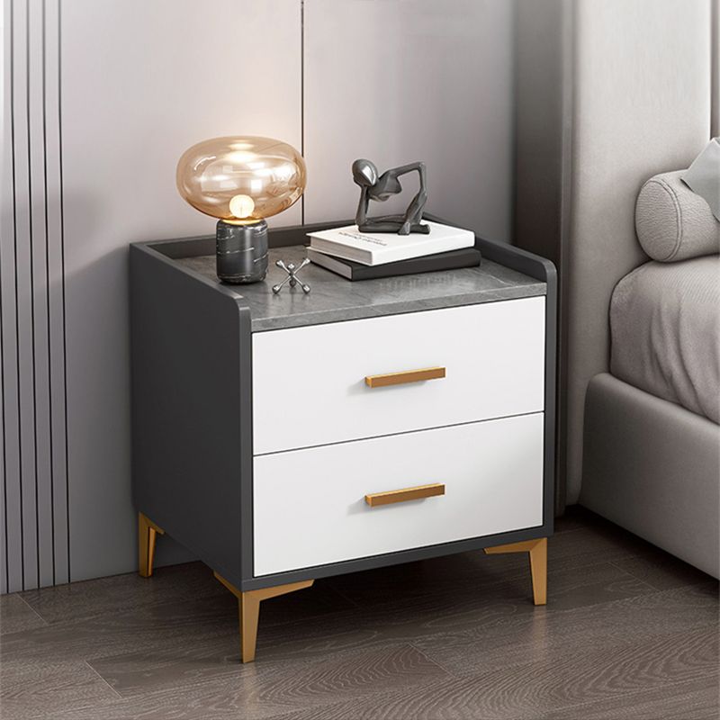 Contemporary Night Table Wooden Bedside Cabinet with 2 Drawers