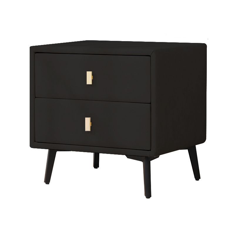 Faux Leather Night Table Modern 20 Inch H 2-Drawer Storage Legs Included Nightstand