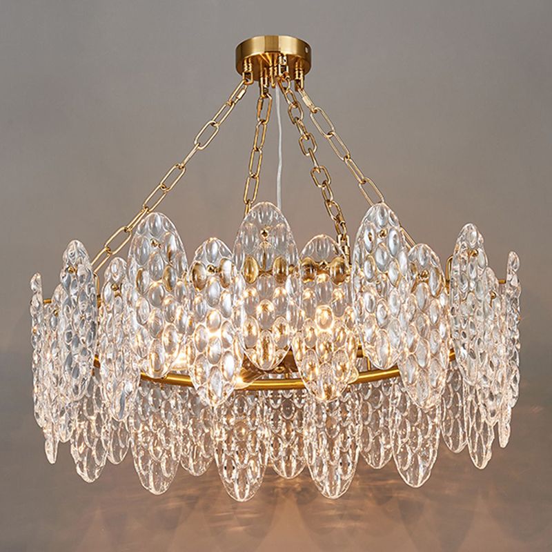 Lustres de la géométrie de style contemporain Lumières de lustre en verre en or