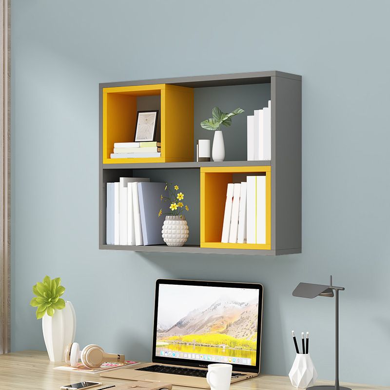 Modern Wall Mounted Shelf Bookcase Engineered Wood Home Bookshelf