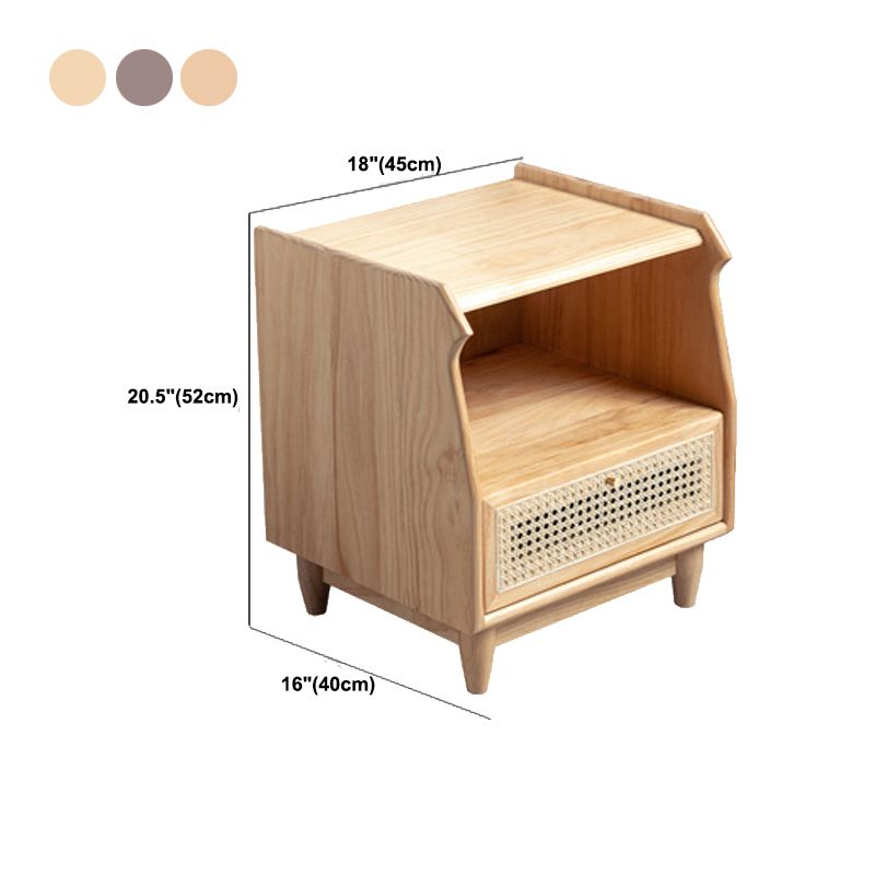 1 Drawer Night Table Modern Solid Wood Nightstand ,20.5" Tall