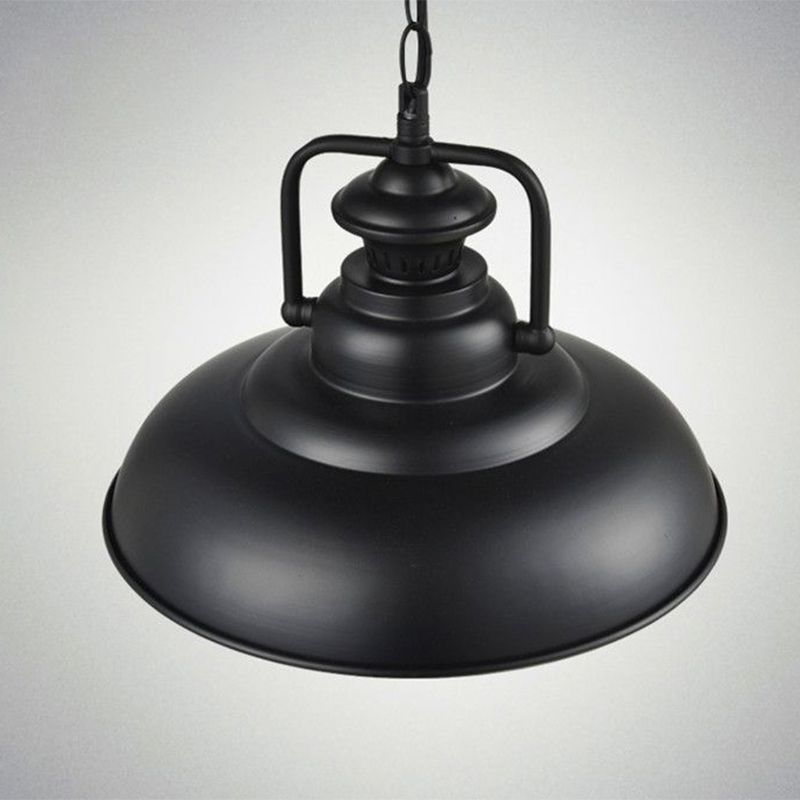 Industrial Pot Lid Ceiling Light Single Metal Hanging Pendant Light with Handle for Dining Room