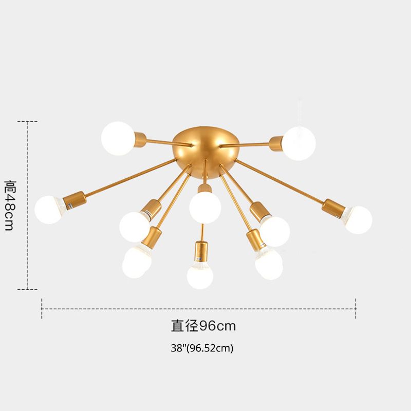 Design sputnik industriale semifulto a filo con soffitto in metallo semifulgo semifulco per camera da letto