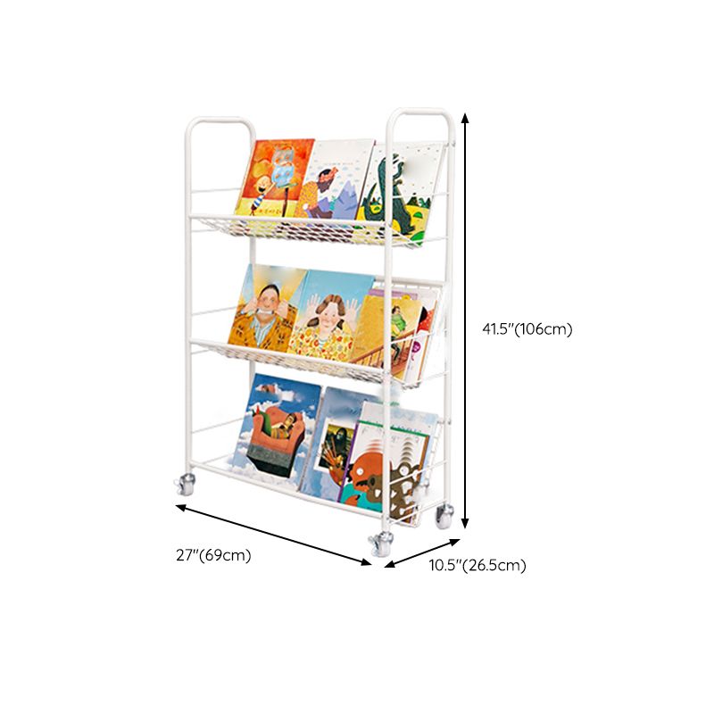 Contemporary Closed Back Bookshelf Metal Vertical Shelf Bookcase for Living Room