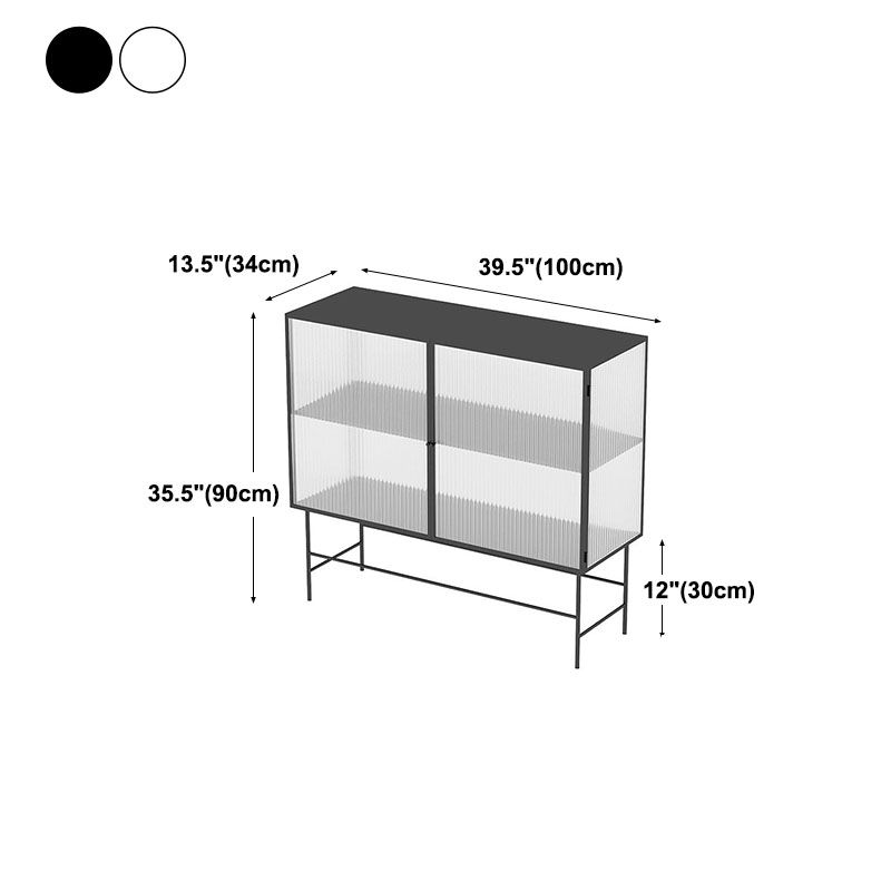 2 Glass Doors Kitchen Server Metal 36-inch Height Dining Server for Dining Room