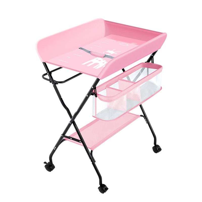 Modern Metal Changing Table 2-in-1 Baby Changing Table with Basket