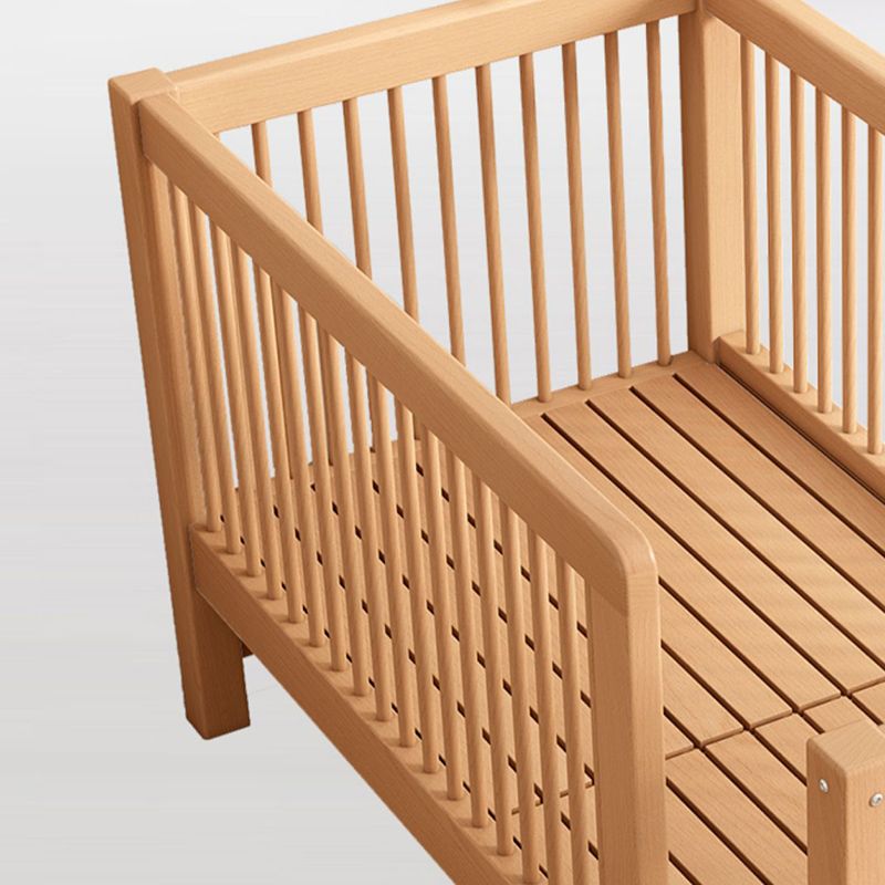 Solid Wood Nursery Bed 39.4" High Natural Convertible Baby Crib