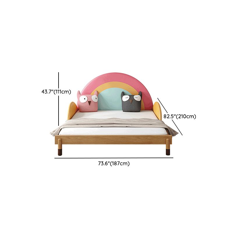 Upholstered Genuine Leather Bed Frame Modern Solid Wood Rainbow Daybed