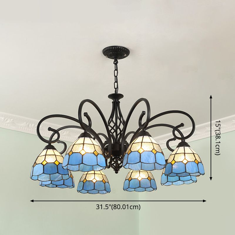 Stained Glass Tiffany Chandelier Light Living Room Ceiling Hanging Light with 12" Adjustable Chains