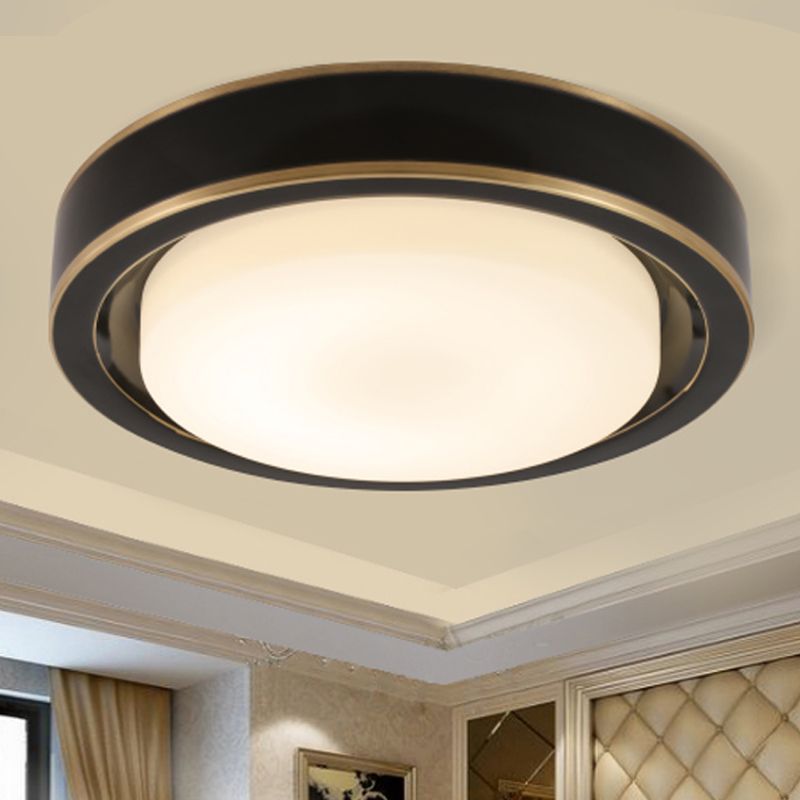 15 "/19" W ¬ †Black/Brass ¬ †Drum Ceiling Light Fassung Classic ¬ †Frosted Glas ¬ †LED ¬ †Schlafzimmer ¬ †Flush Mount ¬ †in ¬ †Weiß/Warm ¬ †Licht