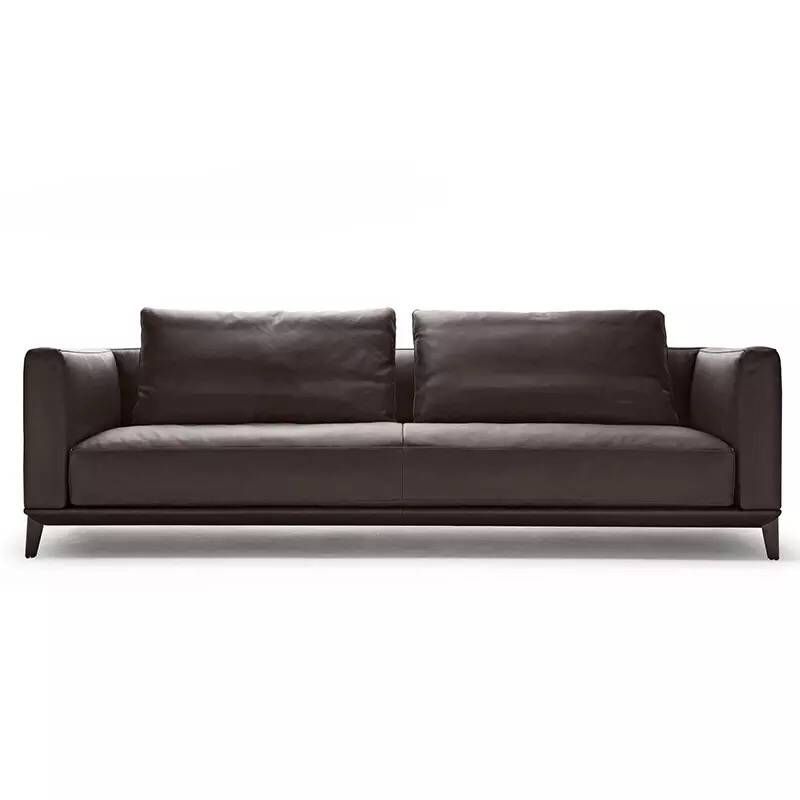 31" High Contemporary Square Arm Standard Sofa with Cushions for Living Room, Dark Brown