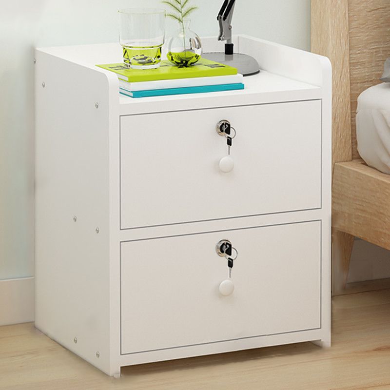 Modern Drawer Storage Bed Nightstand Imitation Night Table with Lock