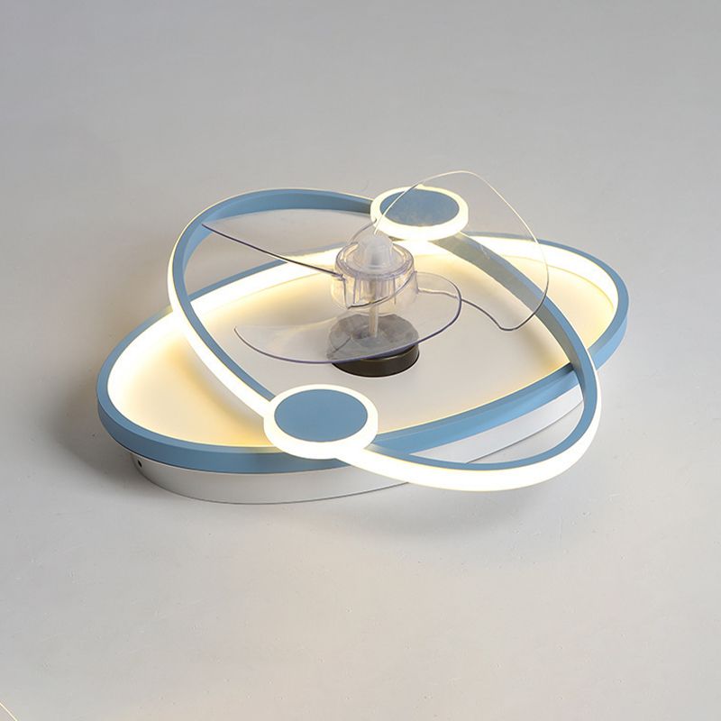 3-Blade LED Ceiling Fan Children Metallic Blue/pink Fan with Light for Bedroom