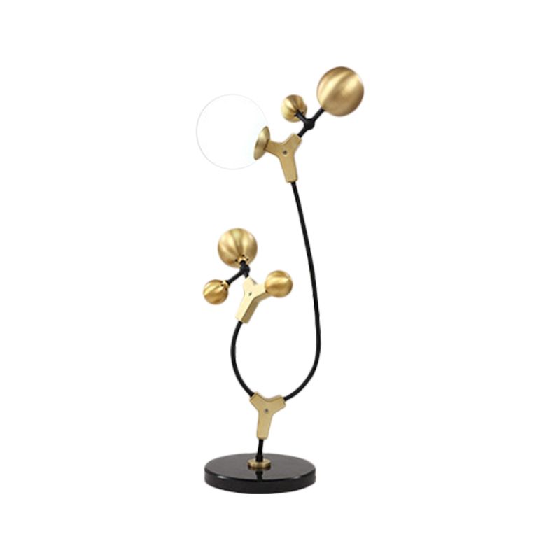 Post moderne molécule Table Light Metallic Living Room Creative LED LAMPE DE LED LED en noir et or