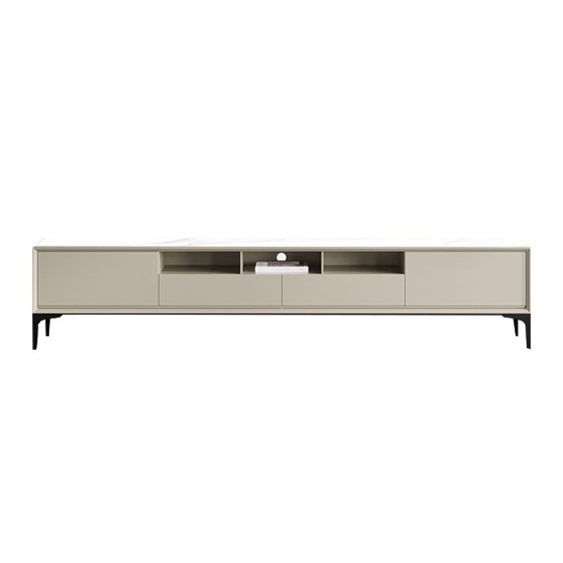 Modern Stone & Wood TV Stand 18.11" H 3/4-Drawer TV Console with Shelves