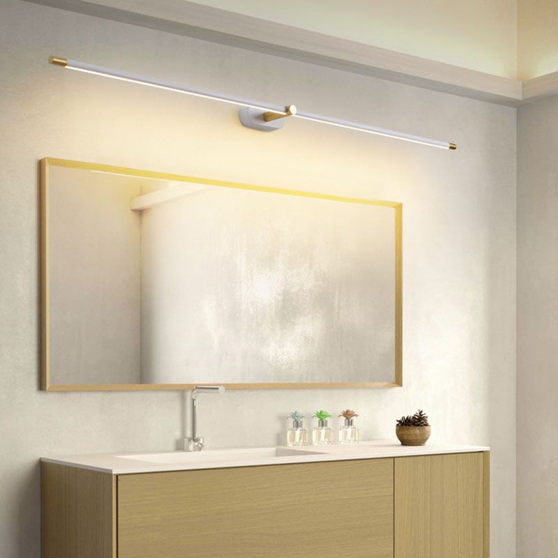 Metal Linear Shape Wall Light Modern 1-Light Mirror Wall Mounted Light Fixture