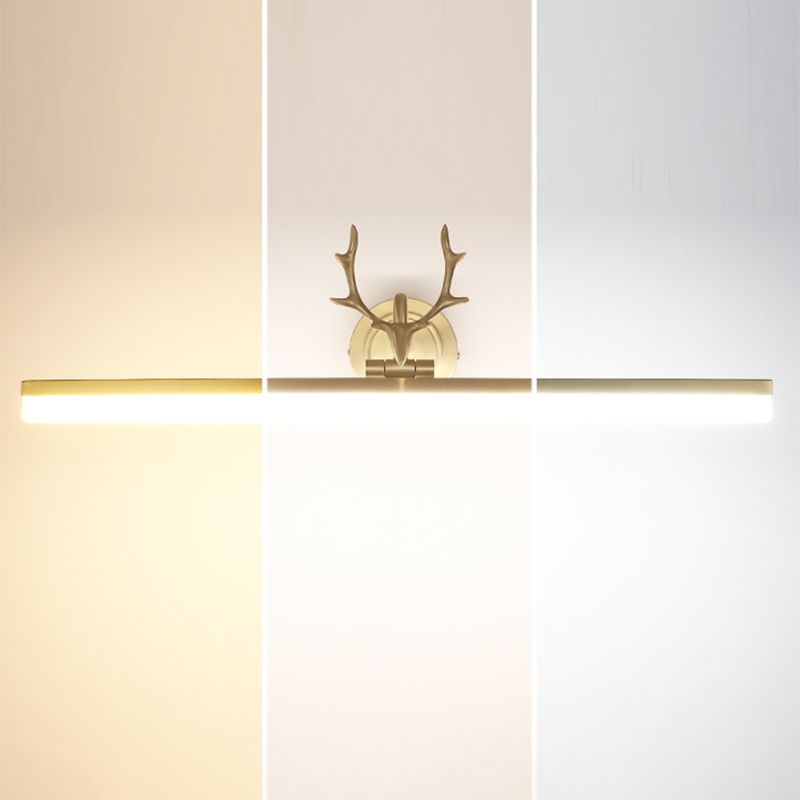 Modern Light Luxury Style Antifogging Wall Mounted Vanity Lights Copper Wall Mounted Light Fixture with Antlers