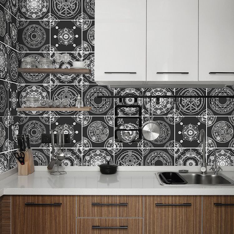 Spanish Pattern Singular Tile Mildew Resistant Peel & Stick Tile for Backsplash Wall