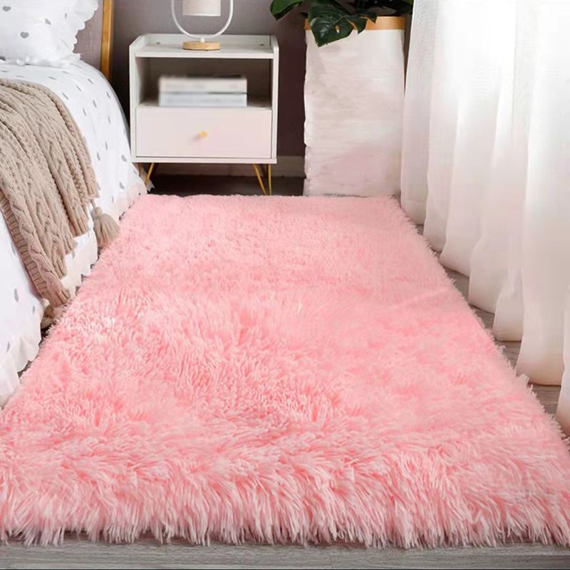 Solid Color Plush Carpet Polyester Casual Rug Washable Rug for Sleeping Room