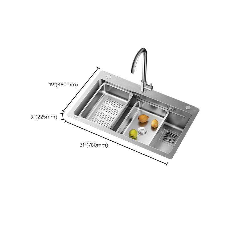 Modern Style Kitchen Sink Drop-In Stainless Steel Noise-cancelling Design Kitchen Sink