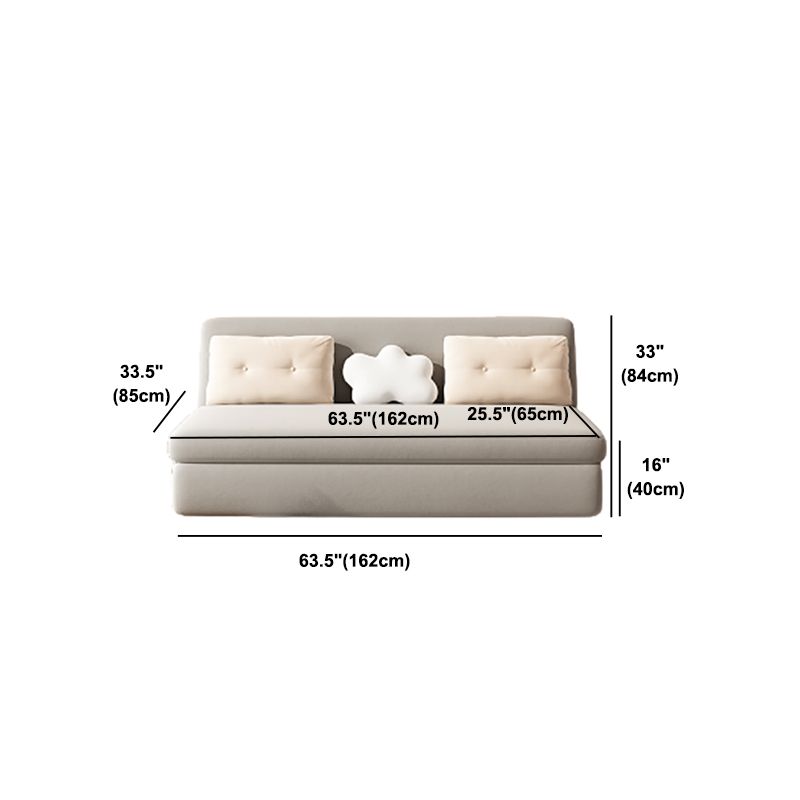 Contemporary Armless Velvet Bed Sofa Couch with Storage in Grey