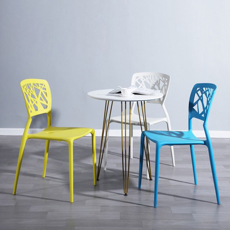 Scandinavian Plastic Kitchen and Dining Room Chair Open Back Dining Side Chair