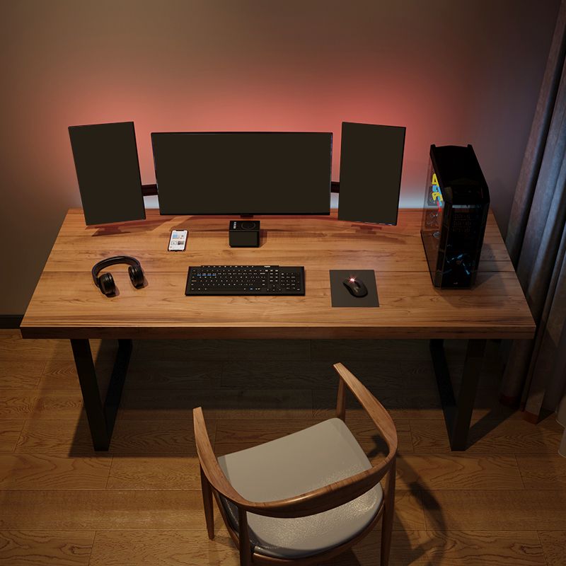 Industrial Wood Computer Desk Rectangular Office Desk with Metal Legs