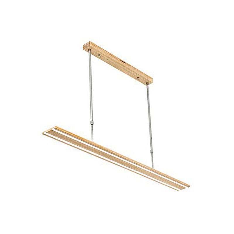 Modern 1-Light LED Drop Pendant with Wood Shade Light/Dark Wood Grain Linear Ceiling Light Fixture