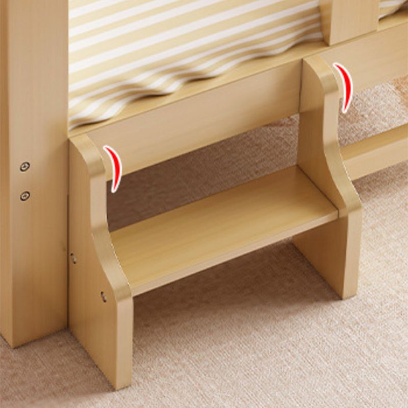 Natural Wood Slat Kids Bed Upholstered Mattress Included Bed with Detachable Guardrails