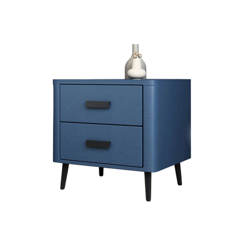 Modern Bedside Cabinet Pine and Faux Leather Night Table for Bedroom