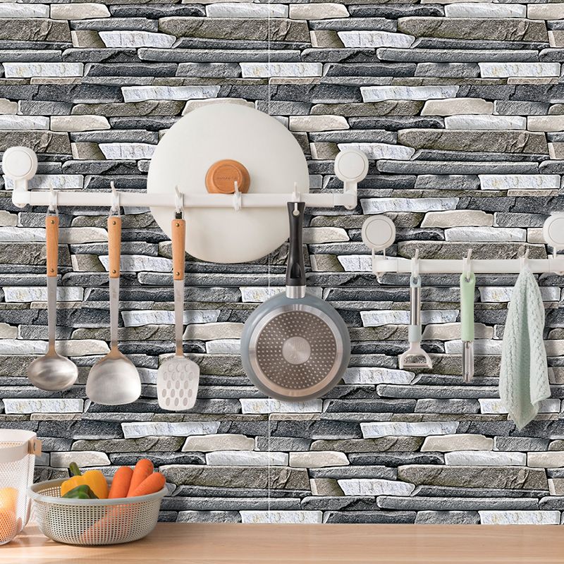 12 Pcs Brick Effect Wallpaper Panels Self Sticking Industrial Kitchen Wall Art, 8' x 4"