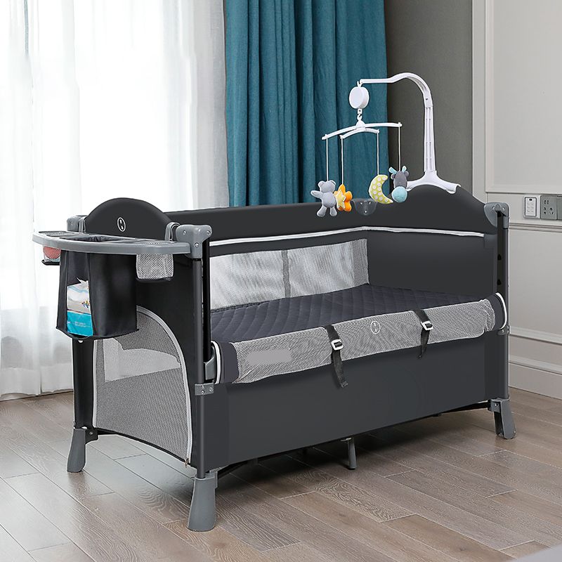 Modern Nursery Bed with Changing Table with Adjustable Height with Guardrail Baby Crib