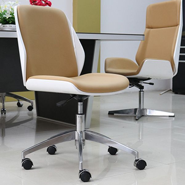 Armless Conference Chair with Chrome Frame Modern Leather Office Chair