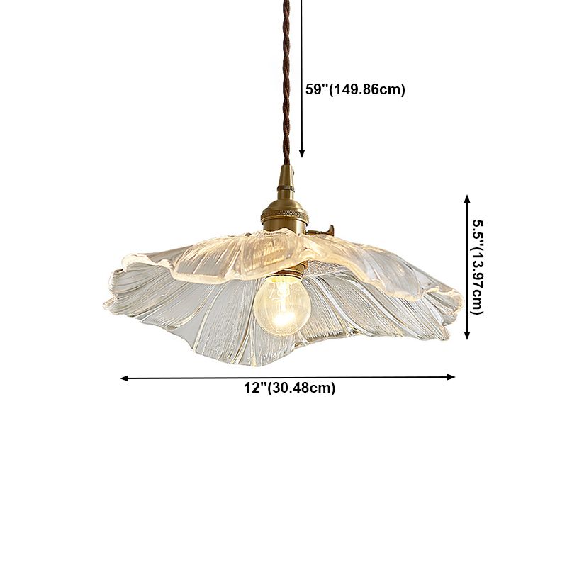 Glazen geschulpte hanglamp in industriële retro -stijl koper binnenhangende lamp