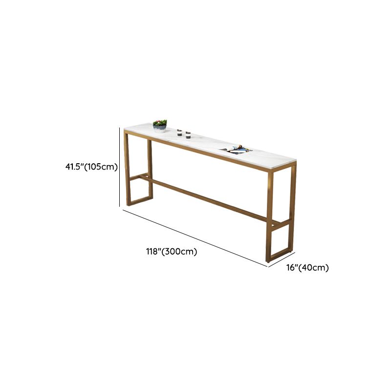 Modern Bar Height Table White Faux Marble Top Bistro Table with Gold Base