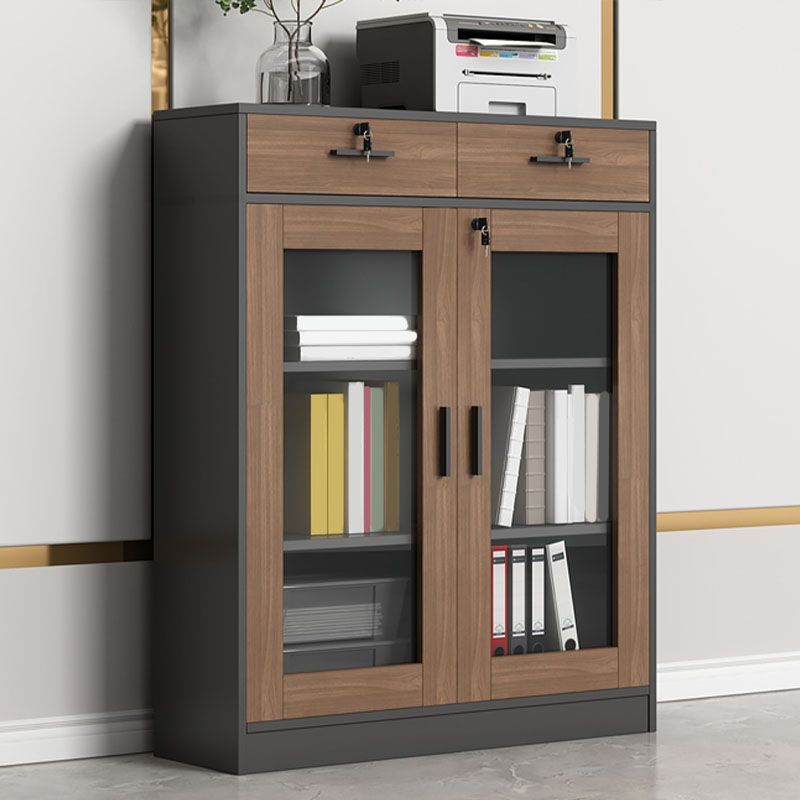 Contemporary File Cabinet Solid Wood Frame Vertical File Cabinet with Key Lock