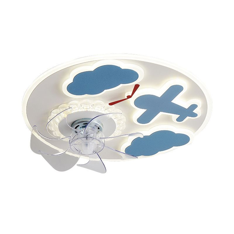 Carton nuage ventilateur de plafond lumière plafond acrylic kid room LED semi flush Mount Light