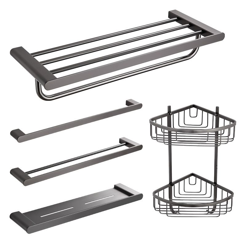 Modern Matte Gray Bathroom Accessory Set Bath Shelf/Towel Bar & Paper Holder Included