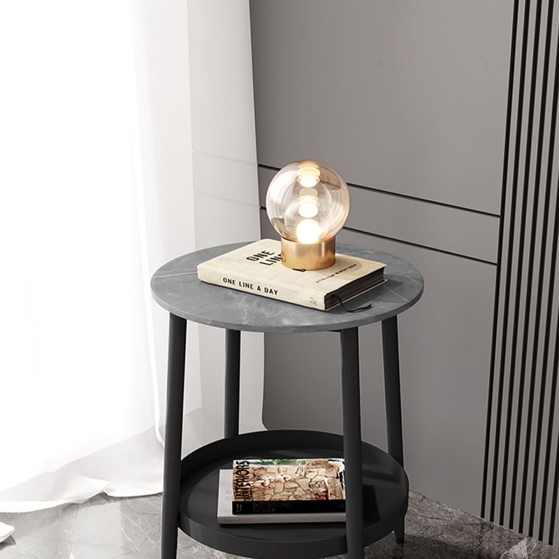 Contemporary Accent Table Nightstand Antique Finish Open Storage Bed Nightstand