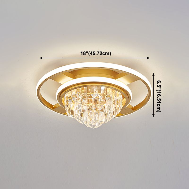 Modern Simple Geometry Shape Ceiling Lamp Iron Crystal LED Flush Mount for Living Room